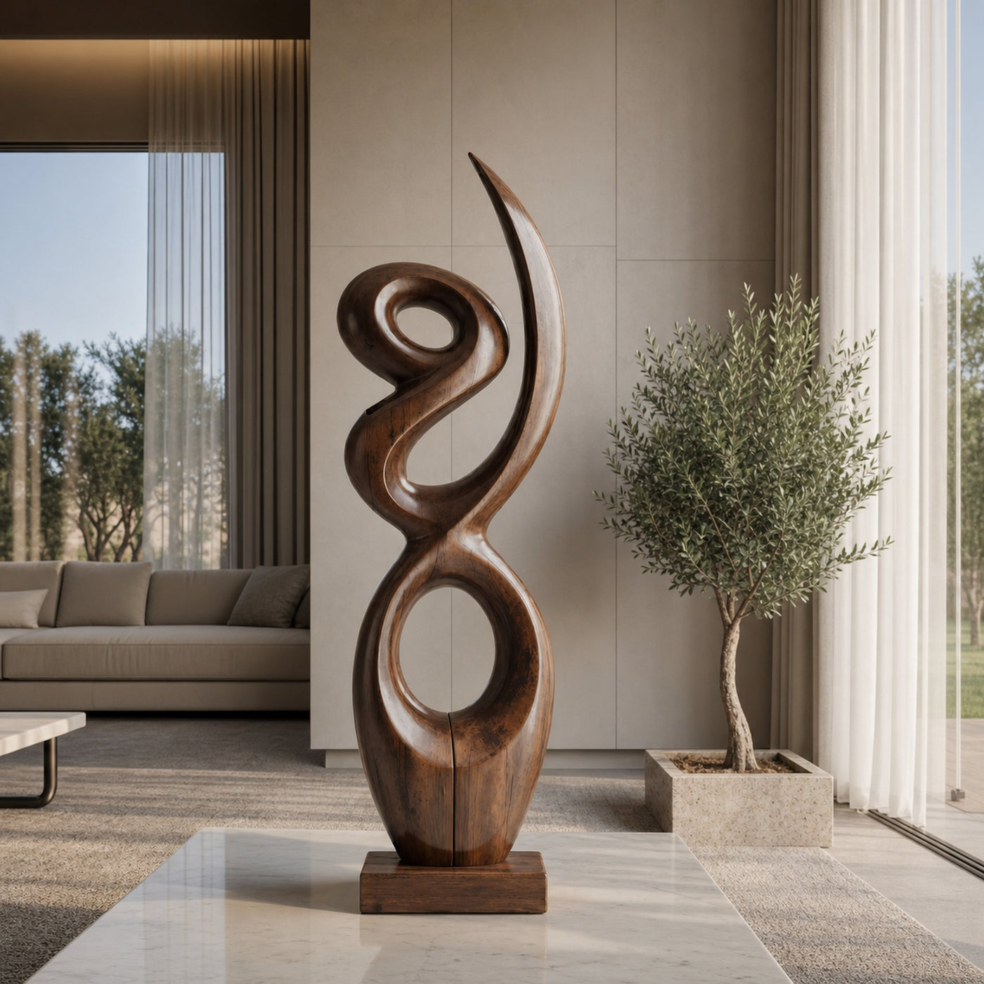 Handcrafted Wooden Abstract Sculpture For Living Room - product view 7