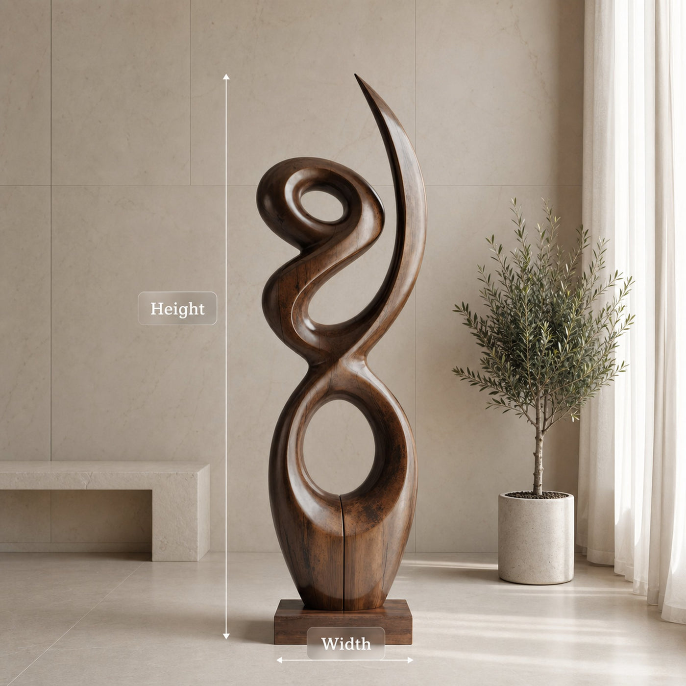 Handcrafted Wooden Abstract Sculpture For Living Room - product view 8