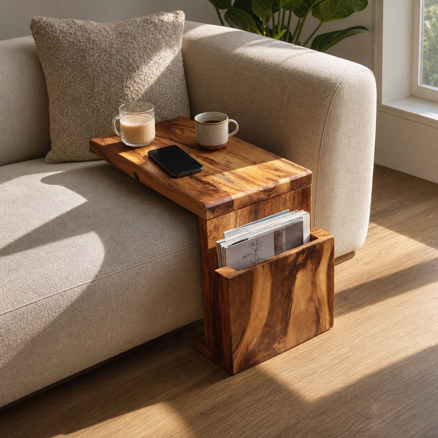 Handcrafted Wooden Armrest For Living Room Design