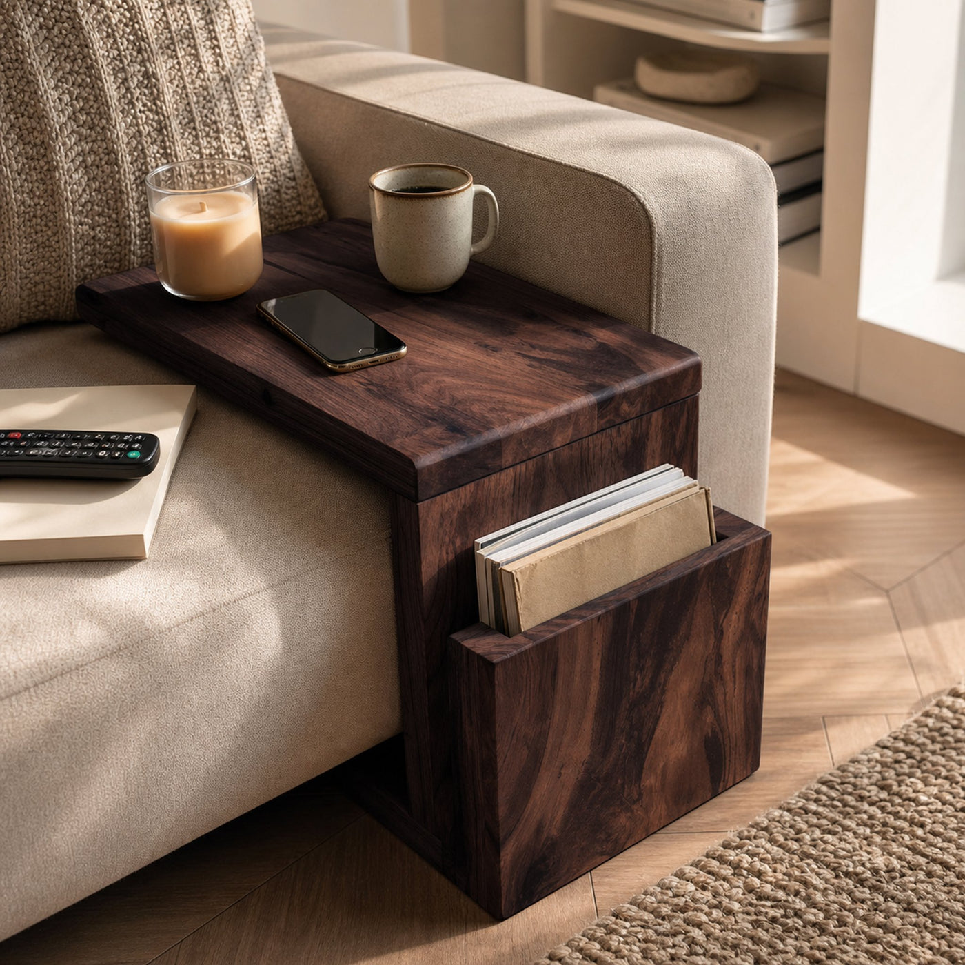 Handcrafted Wooden Armrest For Living Room Design - product view 7