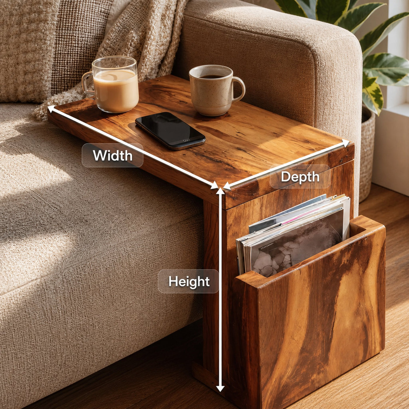 Handcrafted Wooden Armrest For Living Room Design - product view 8