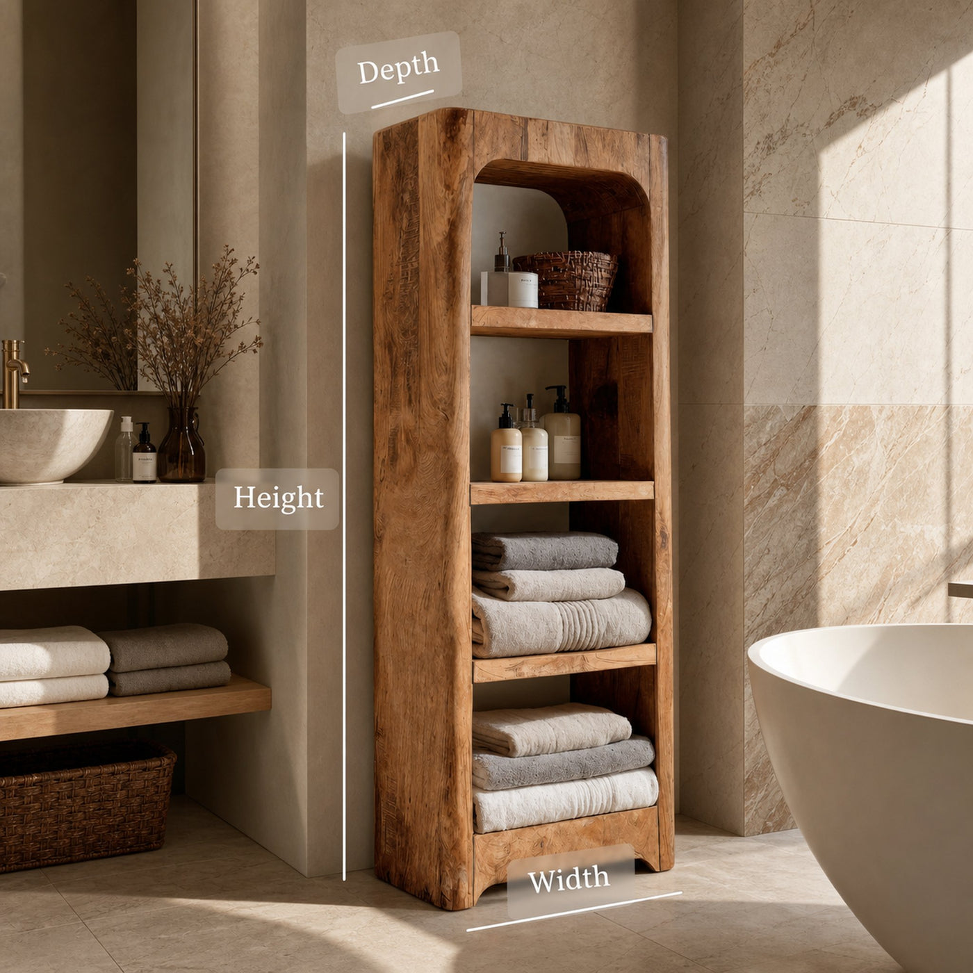 Handcrafted Wooden Bathroom Shelf With Four Tiers For Bathroom - product view 7