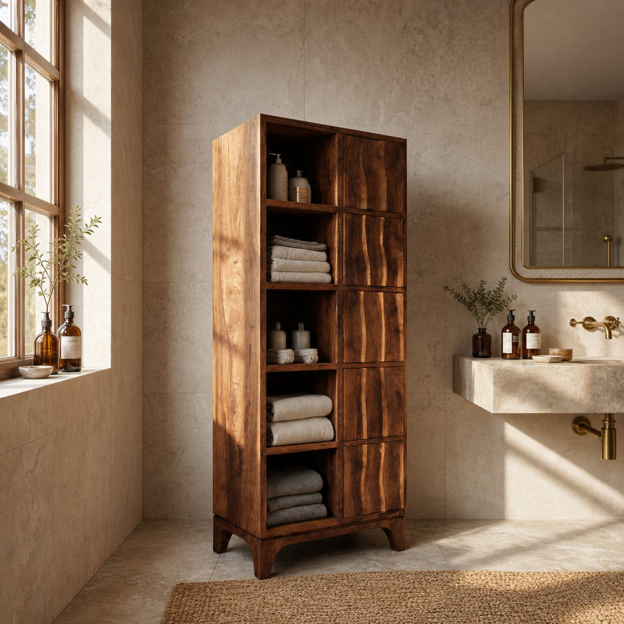Handcrafted Wooden Bathroom Storage Cabinet For Spa-Inspired Interior