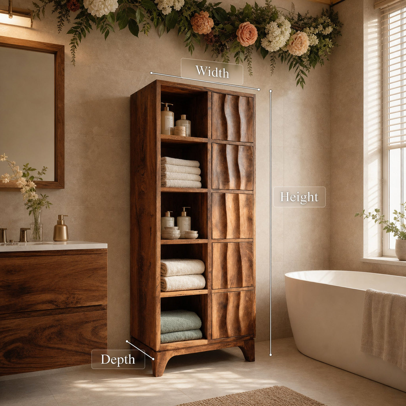 Handcrafted Wooden Bathroom Storage Cabinet For Spa-Inspired Interior - product view 7