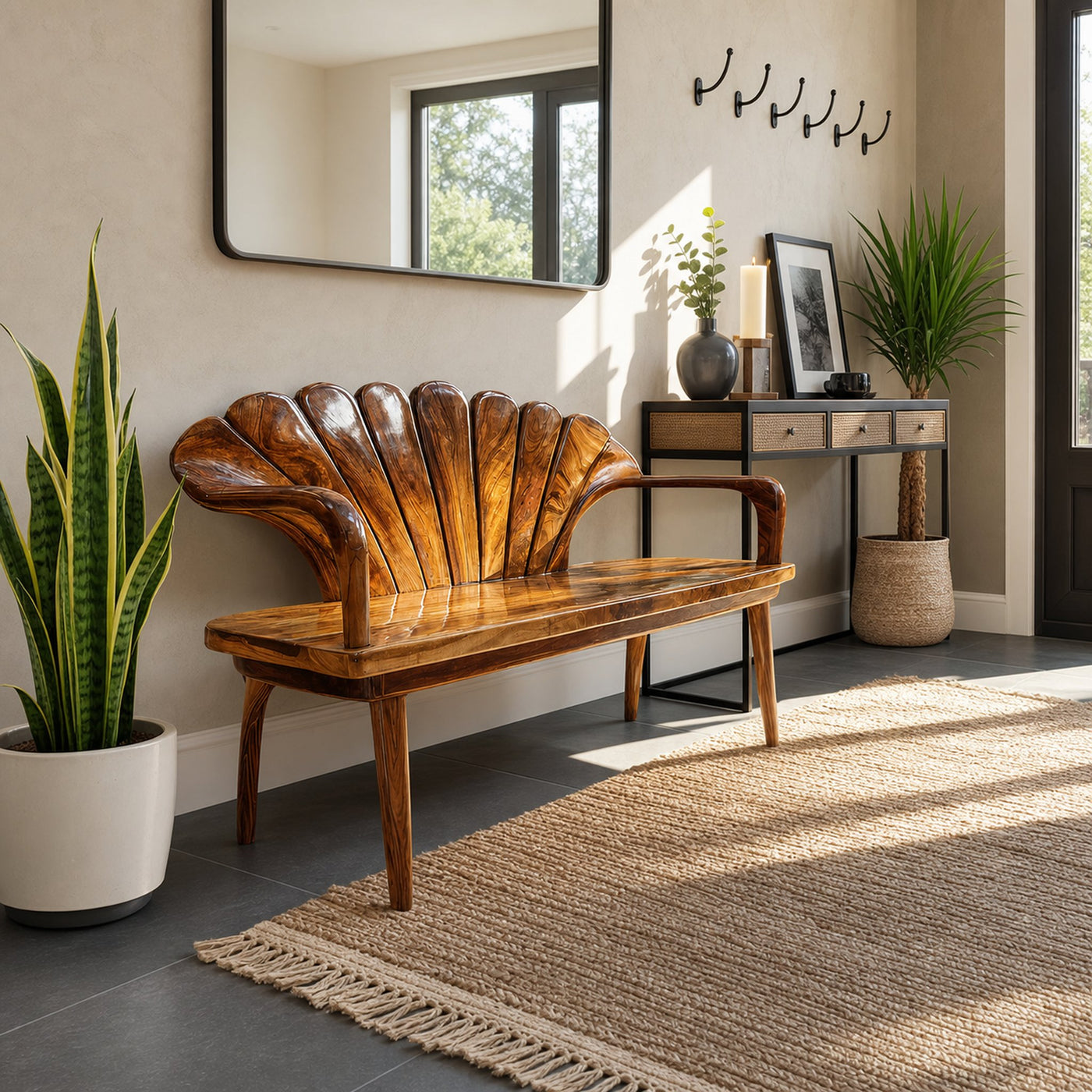 Handcrafted Wooden Bench For Entryway Hallway Seating - product view 6