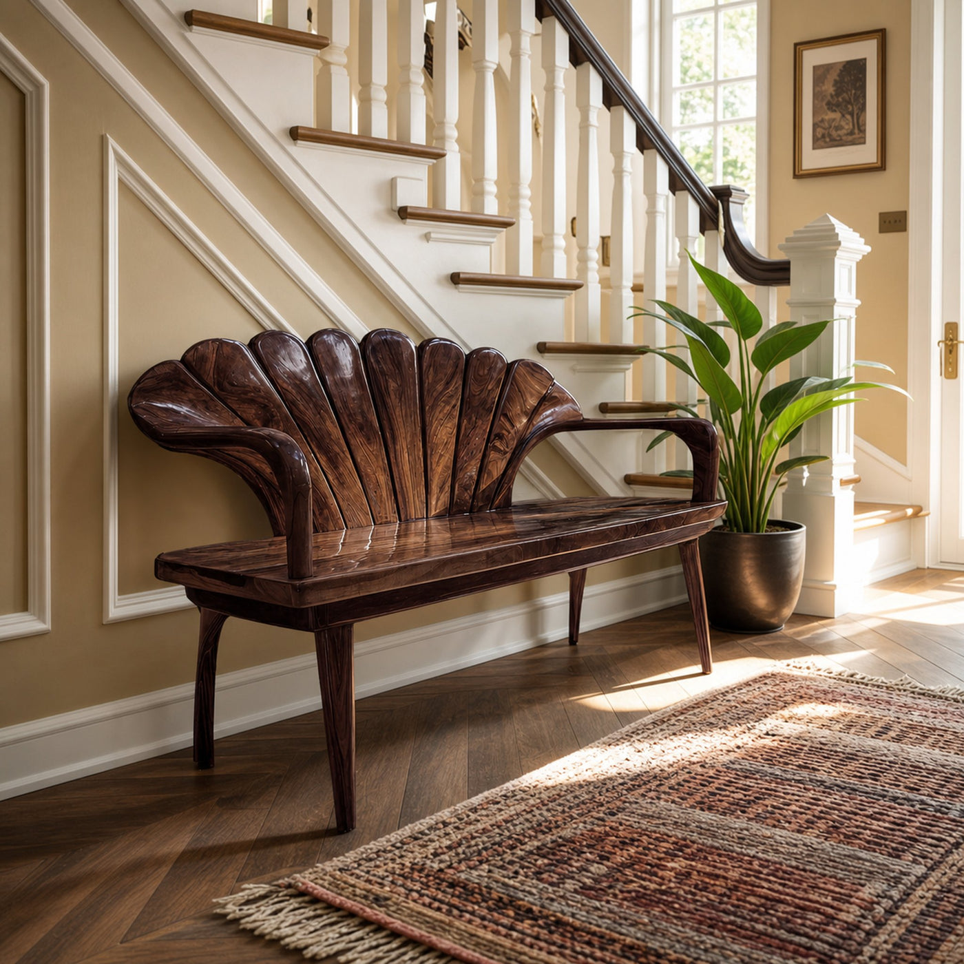 Handcrafted Wooden Bench For Entryway Hallway Seating - product view 7