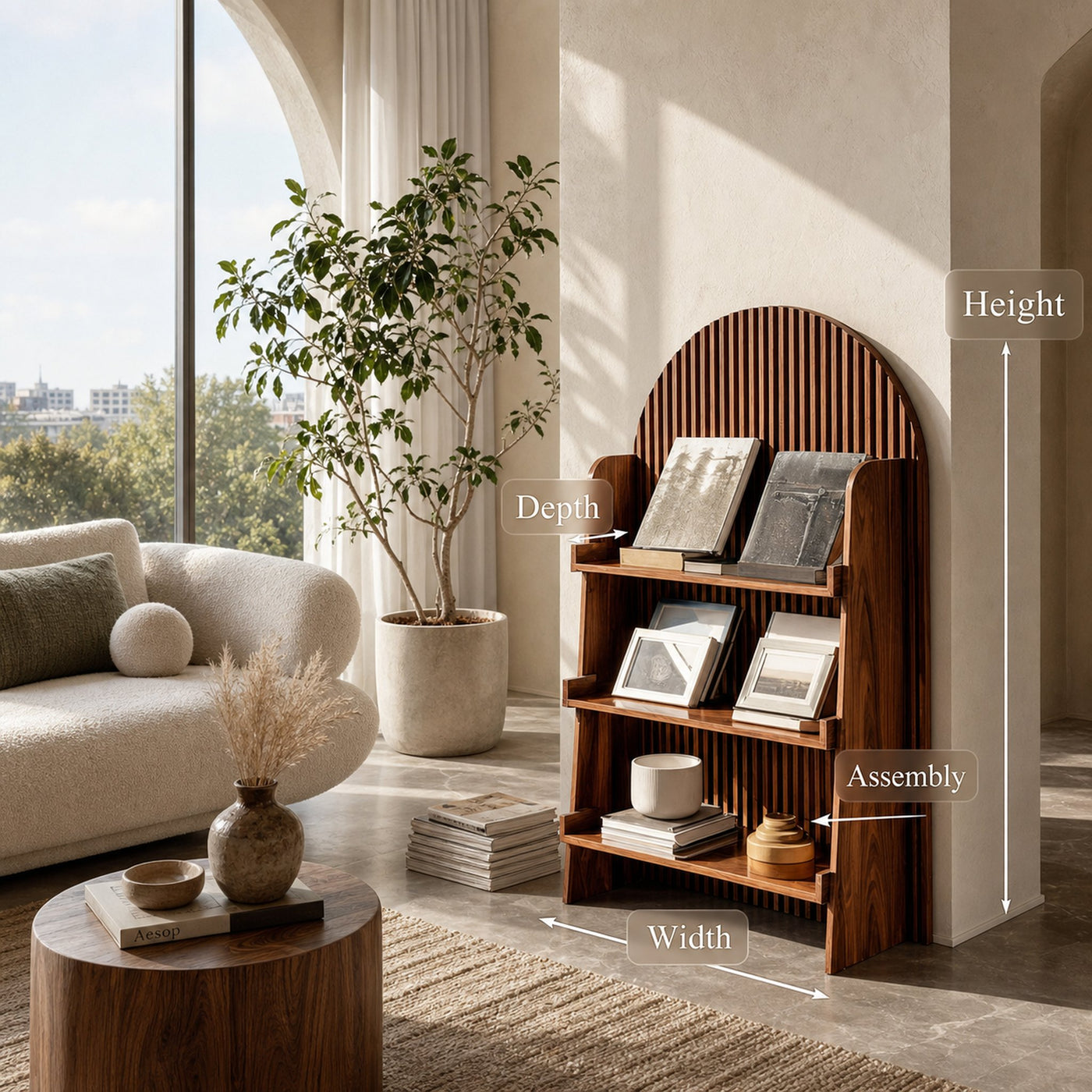 Handcrafted Wooden Carved Arch Magazine Rack For Reading Nook - product view 8