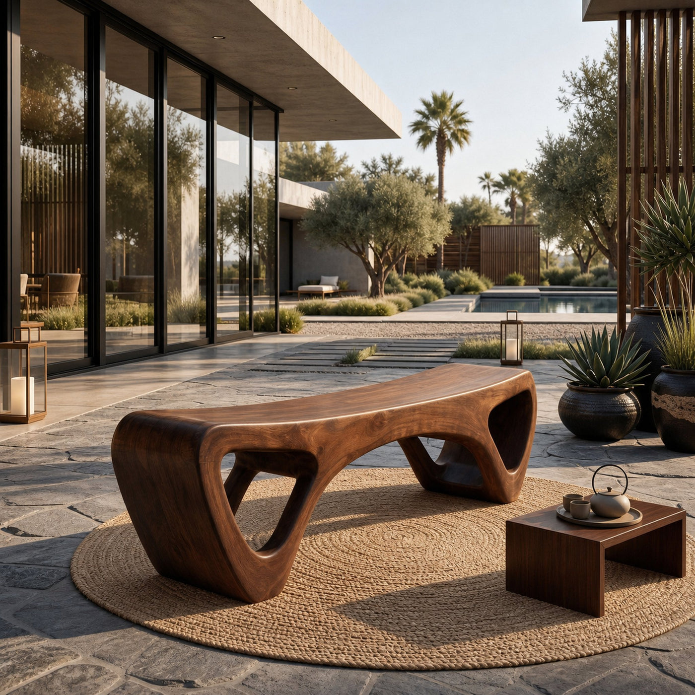 Handcrafted Wooden Garden Bench For Outdoor Lounge Area - product view 7