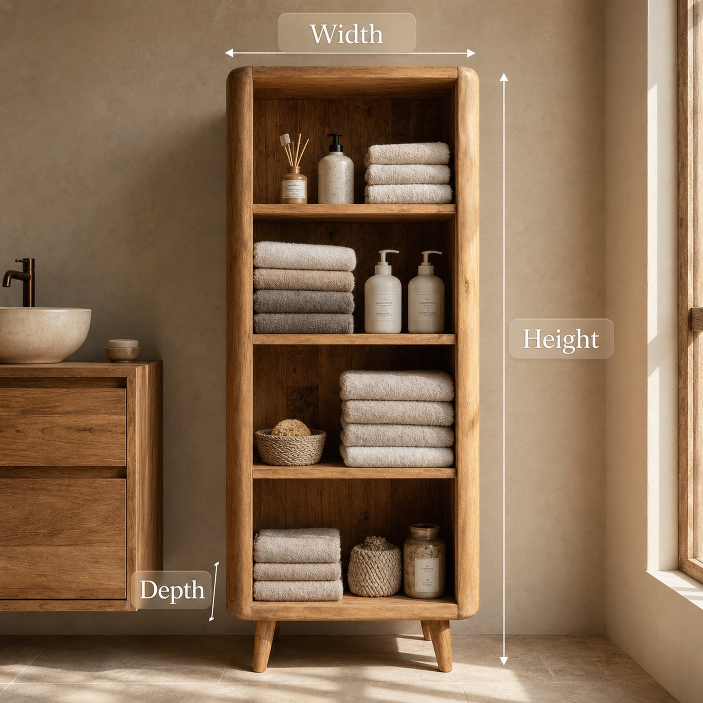Handcrafted Wooden Open-system Bathroom Cabinet For Spa Decor - product view 7