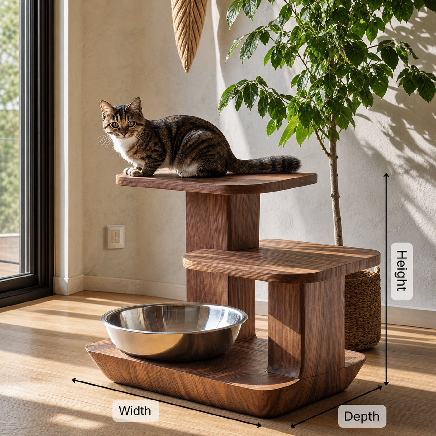 Handcrafted Wooden Pet Food Stand For Kitchen Decor - product view 6
