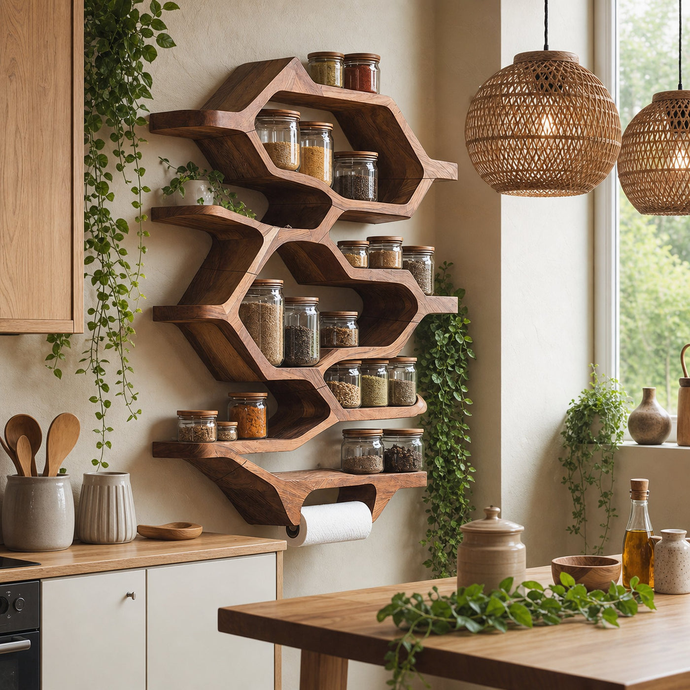 Handcrafted Wooden Rack For Kitchen Spice Organization - product view 6