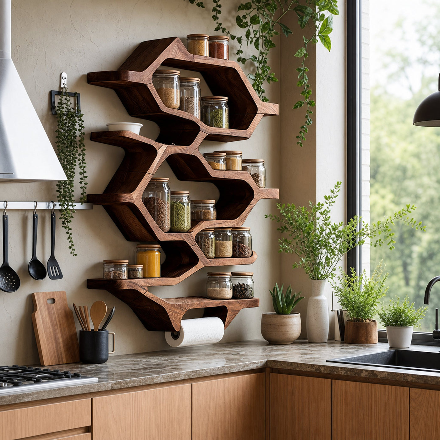 Handcrafted Wooden Rack For Kitchen Spice Organization - product view 7