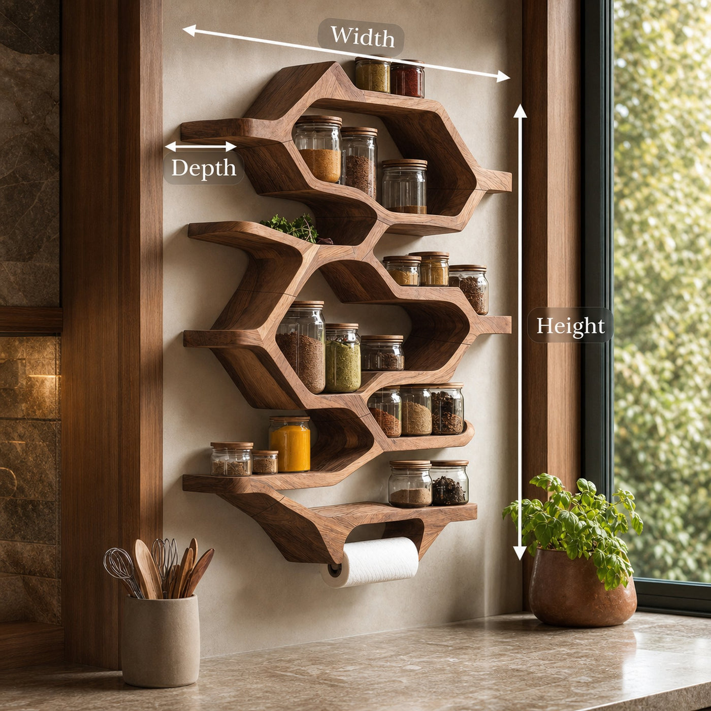 Handcrafted Wooden Rack For Kitchen Spice Organization - product view 8