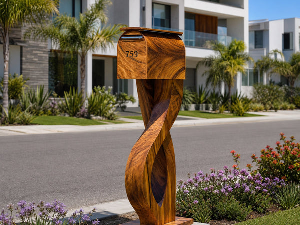 Handcrafted Wooden Sculpture Mailbox For Outdoor Patio Design