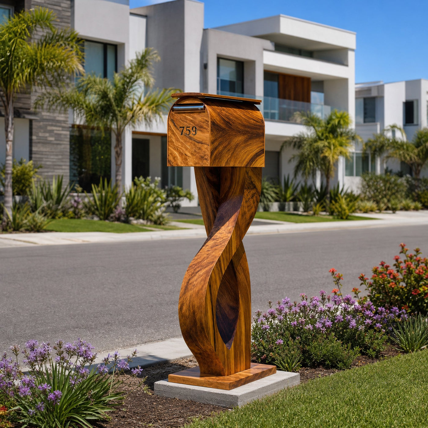 Handcrafted Wooden Sculpture Mailbox For Outdoor Patio Design