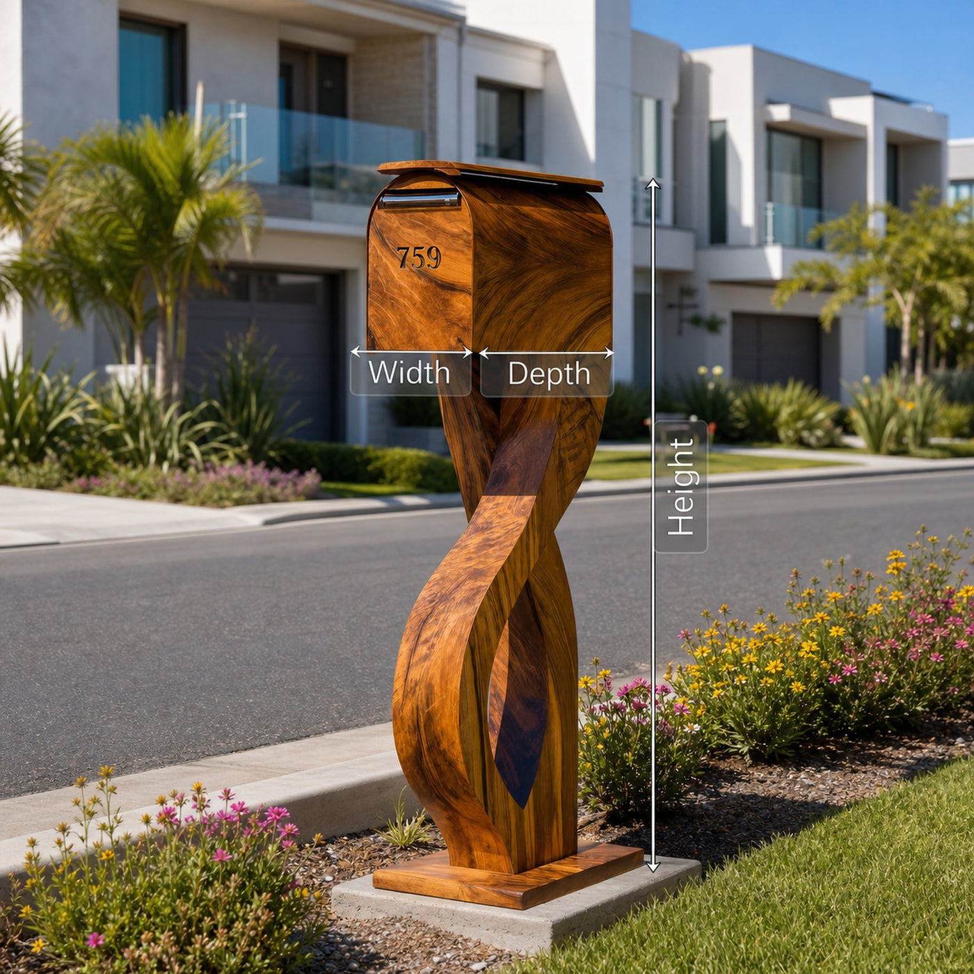 Handcrafted Wooden Sculpture Mailbox For Outdoor Patio Design - product view 6