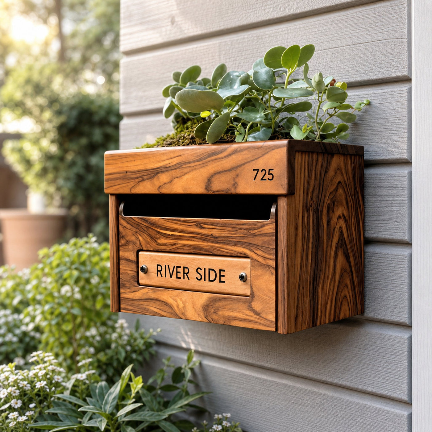 Handcrafted Wooden Sculpture Mailbox For Patio Furniture Garden Design