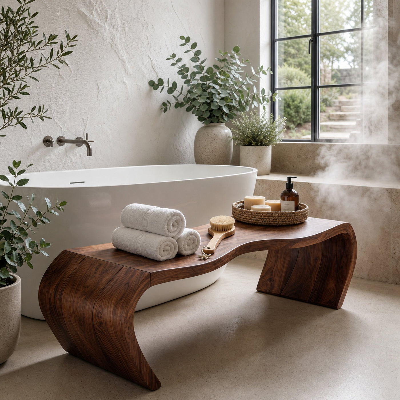 Handcrafted Wooden Shower Bench For Bathroom - product view 7
