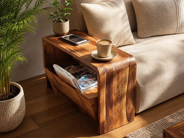 Handcrafted Wooden Side Table For Living Room Accent