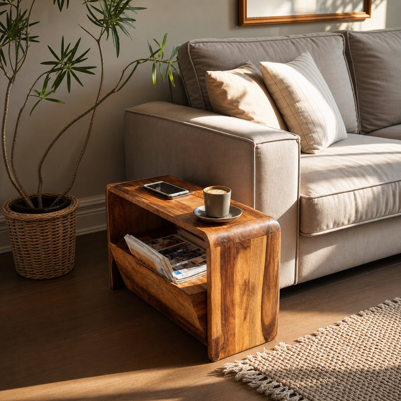 Handcrafted Wooden Side Table For Living Room Accent - product view 6