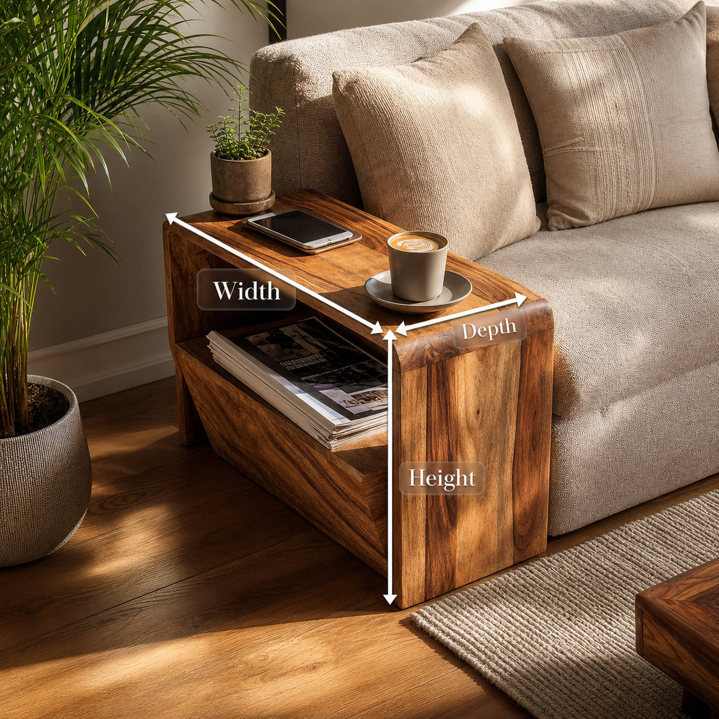 Handcrafted Wooden Side Table For Living Room Accent - product view 8