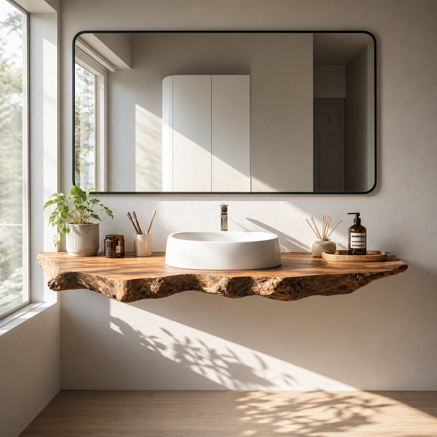 Handcrafted Wooden Vanity For Natural Bathroom Style - product view 6