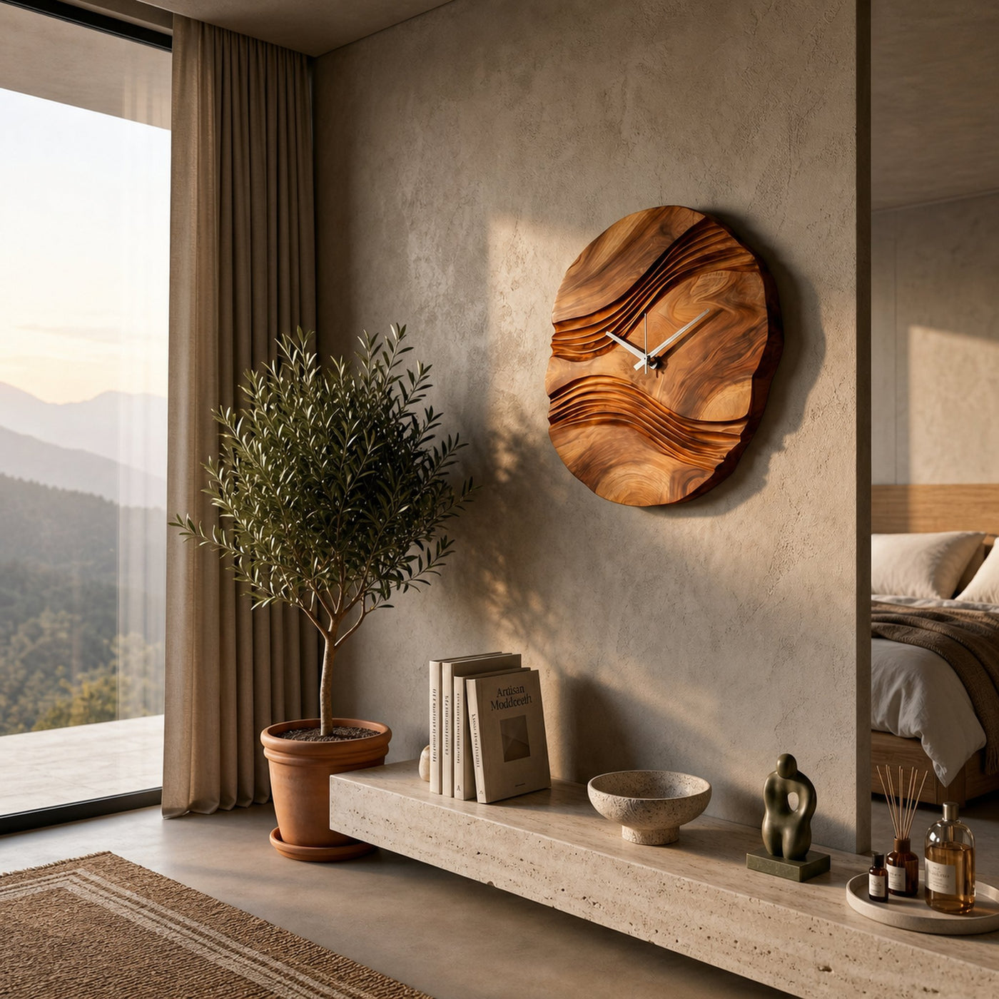 Handcrafted Wooden Wall Clock For Bedroom Wall Decor - product view 6