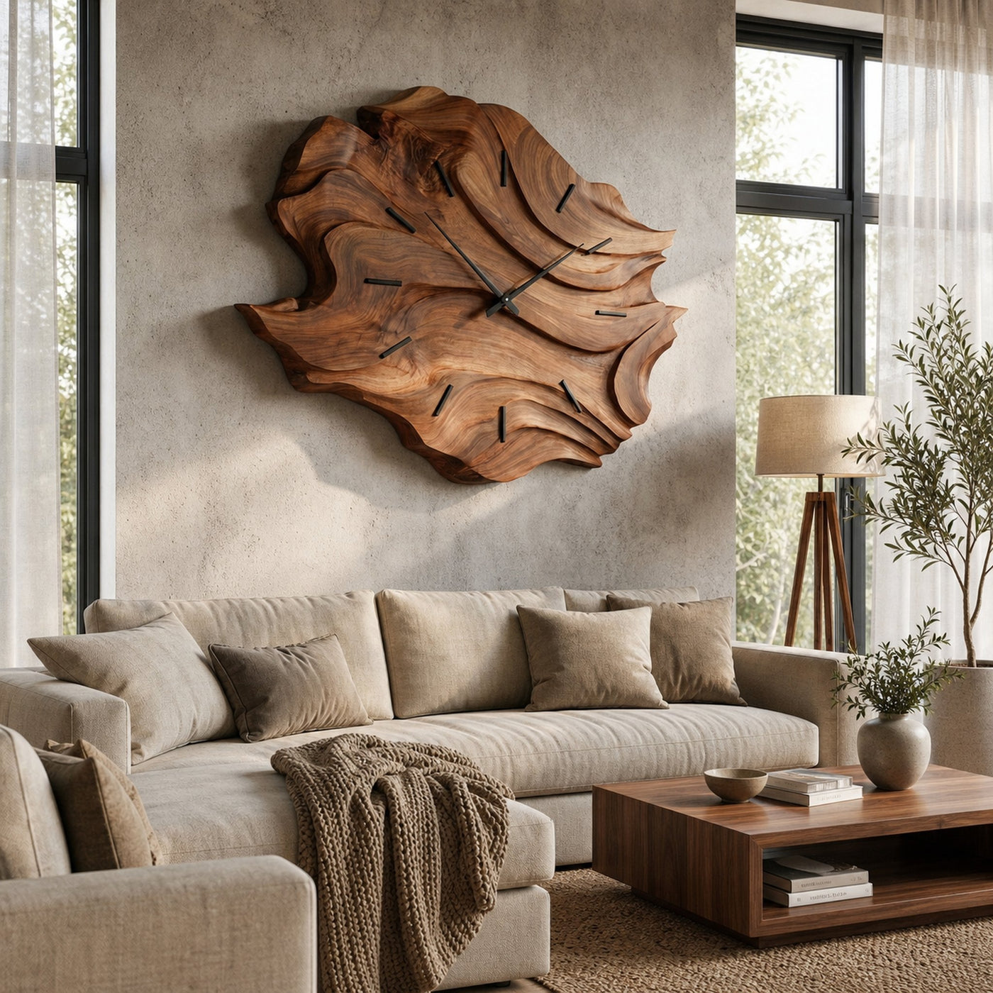 Handcrafted Wooden Wall Clock For Cozy Bedroom Interior