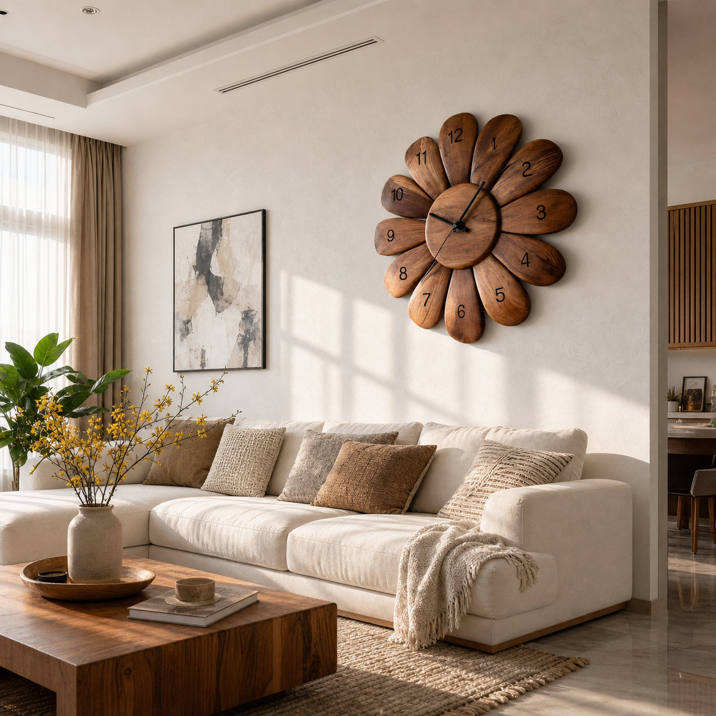 Handcrafted Wooden Wall Clock For Modern Living Room Decor