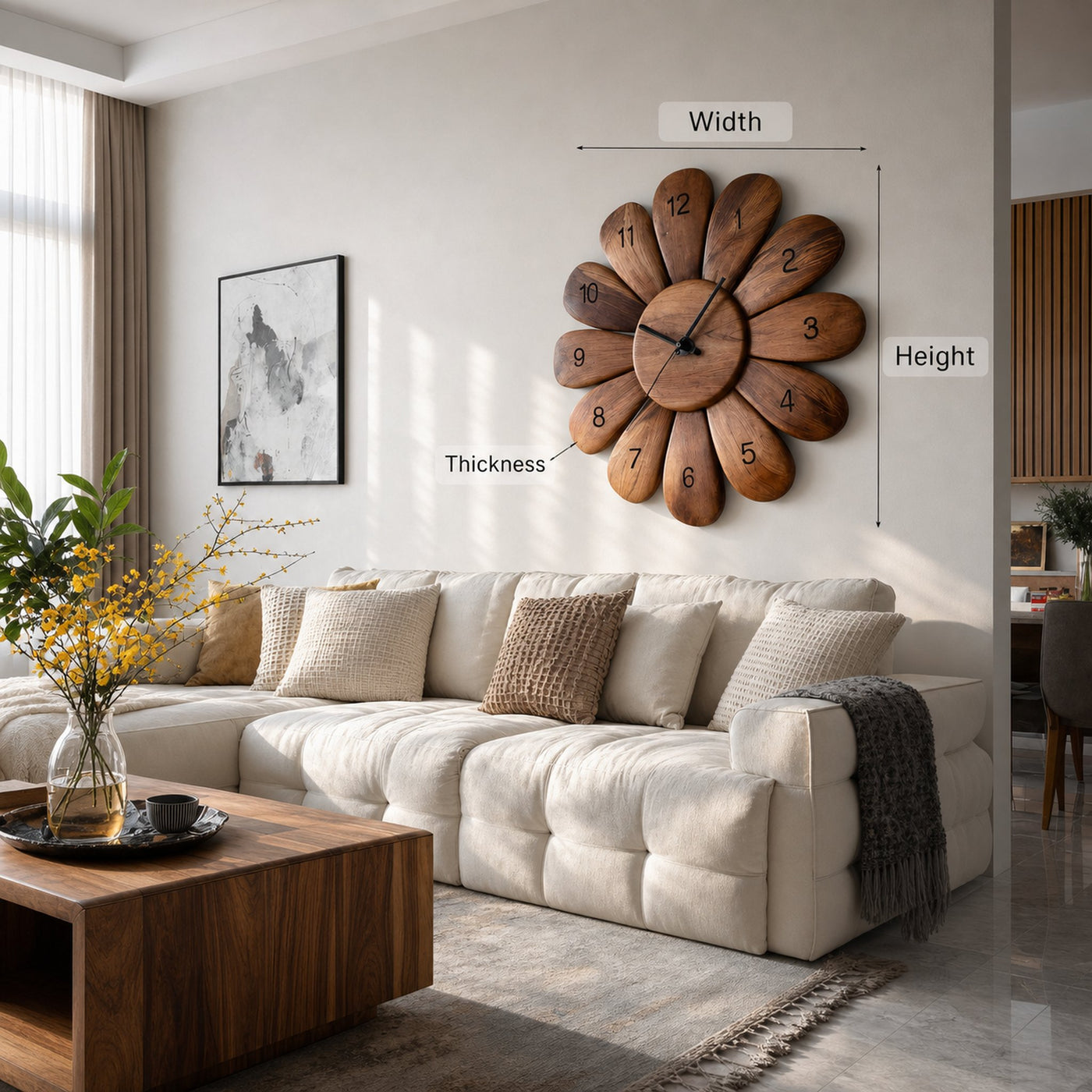 Handcrafted Wooden Wall Clock For Modern Living Room Decor - product view 6