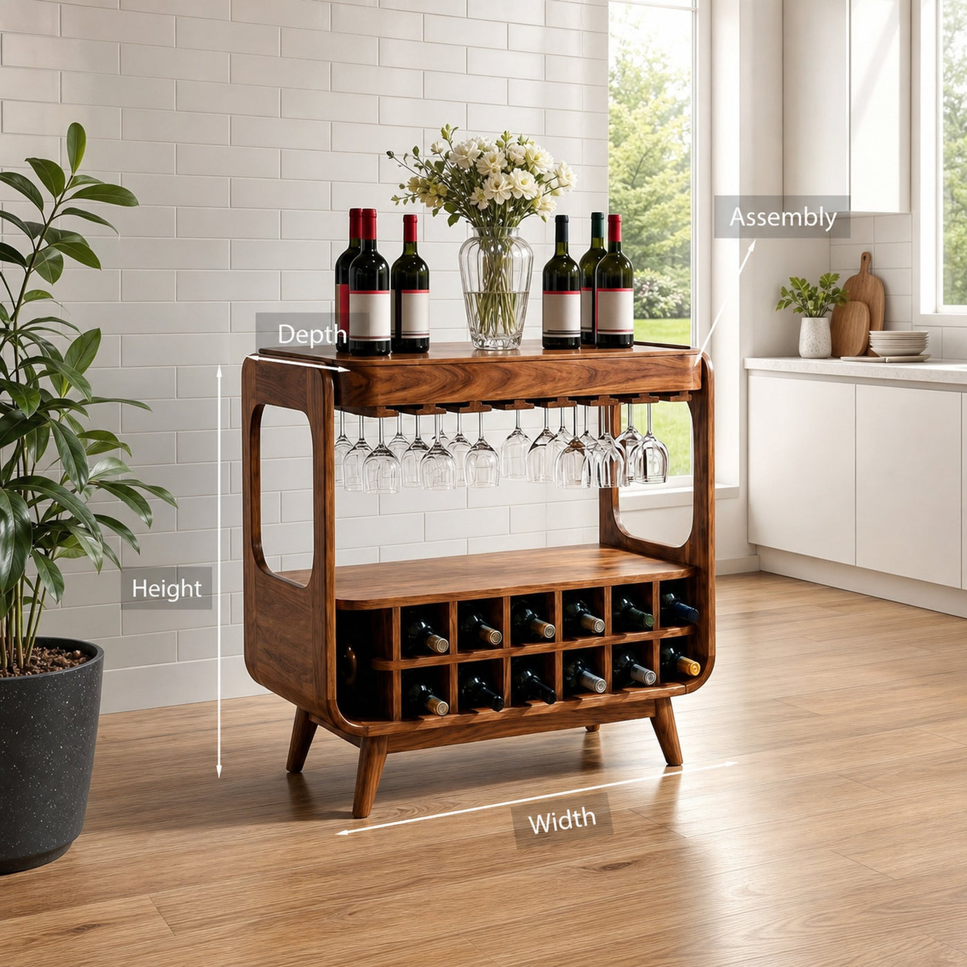 Handcrafted Wooden Wine Cabinet With Storage For Dining Room - product view 8