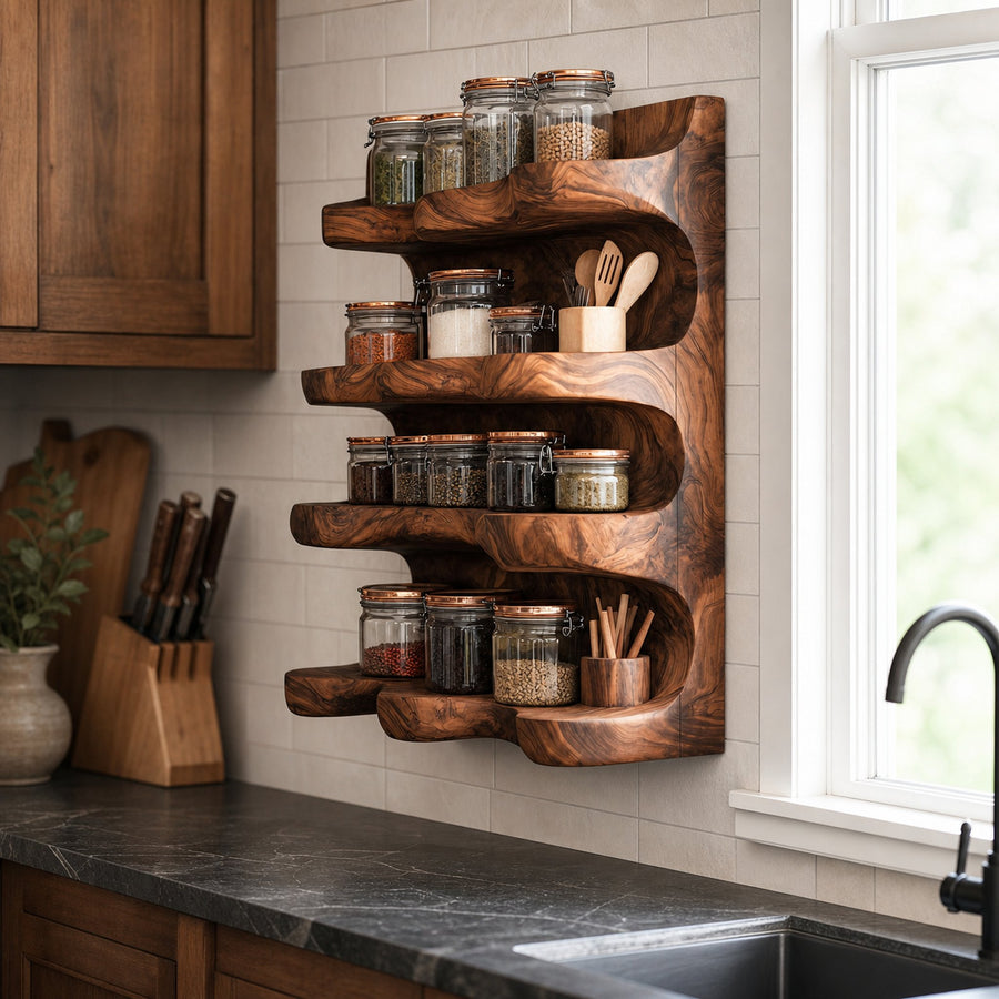 Handmade Spice Storage Rack Farmhouse Style For Kitchen
