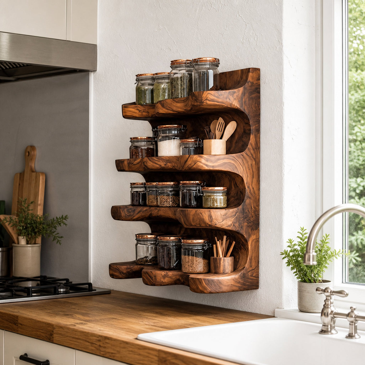 Handmade Spice Storage Rack Farmhouse Style For Kitchen - product view 6