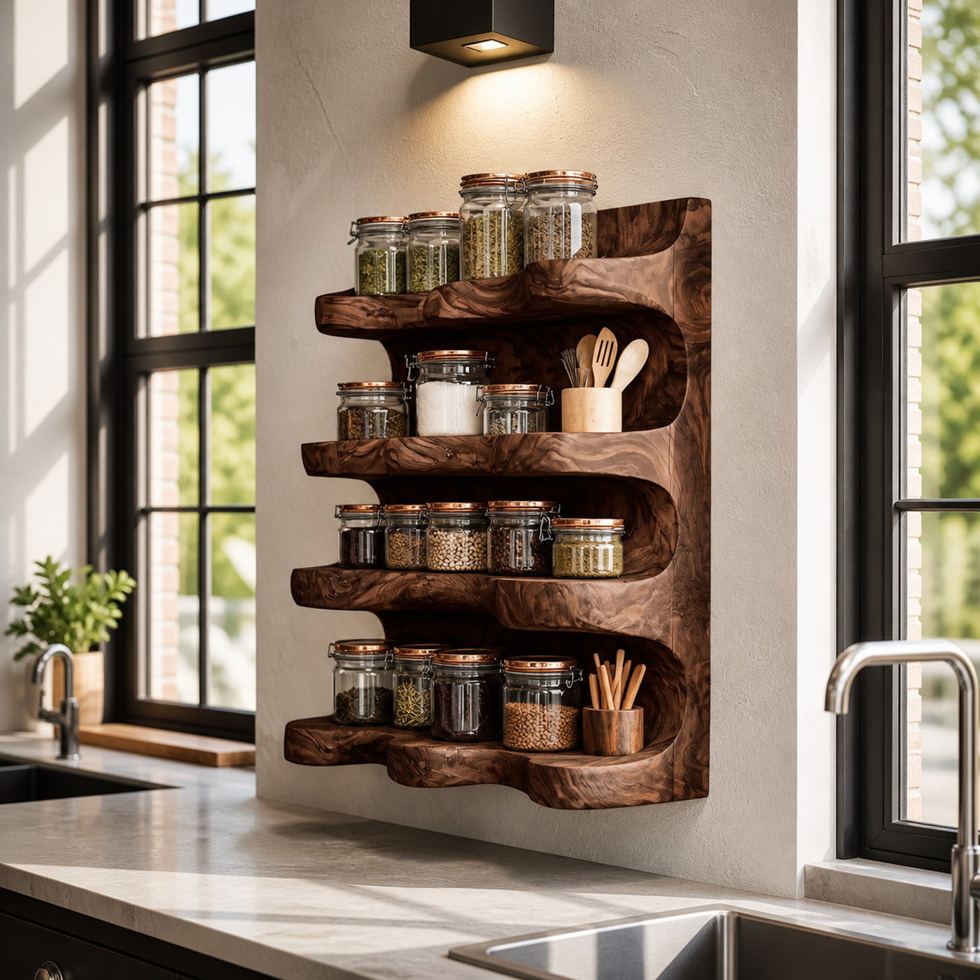 Handmade Spice Storage Rack Farmhouse Style For Kitchen - product view 7
