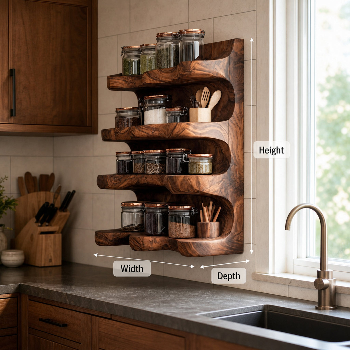 Handmade Spice Storage Rack Farmhouse Style For Kitchen - product view 8