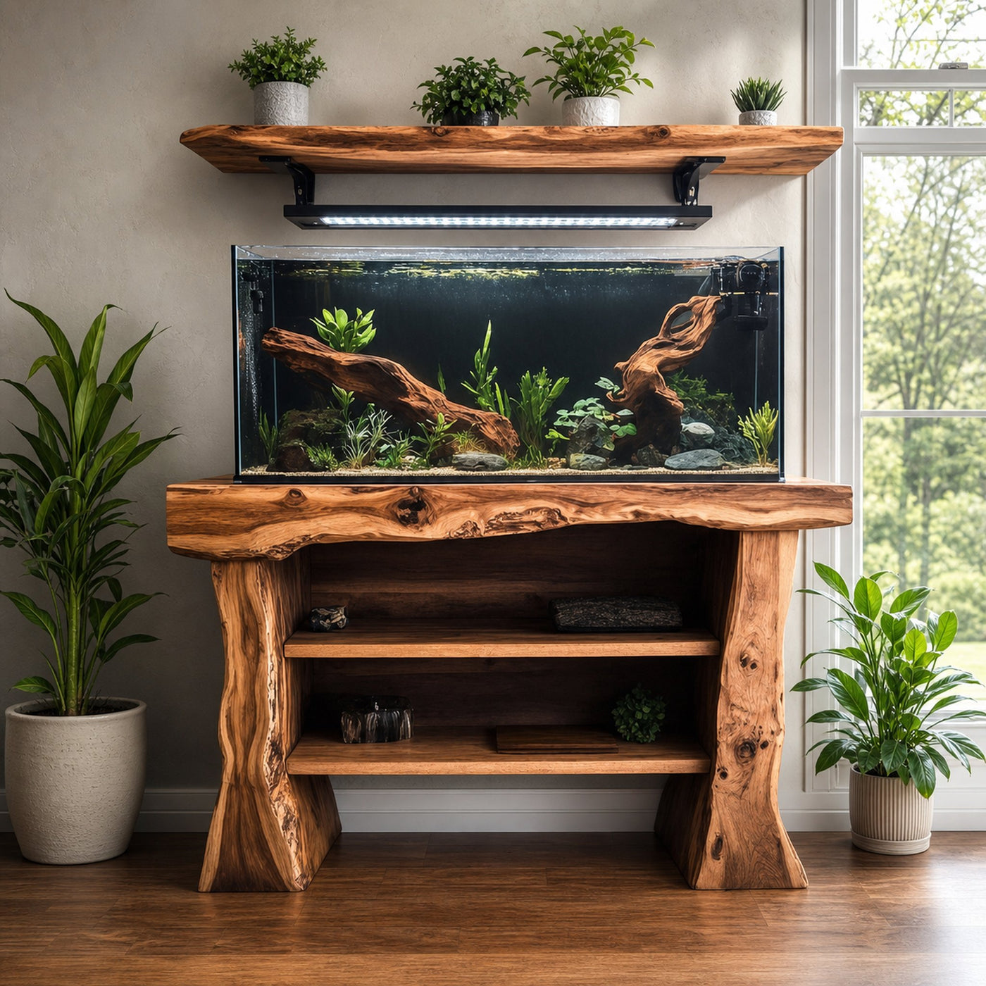 Handmade Wooden Aquarium Stand Home Decor Gift
