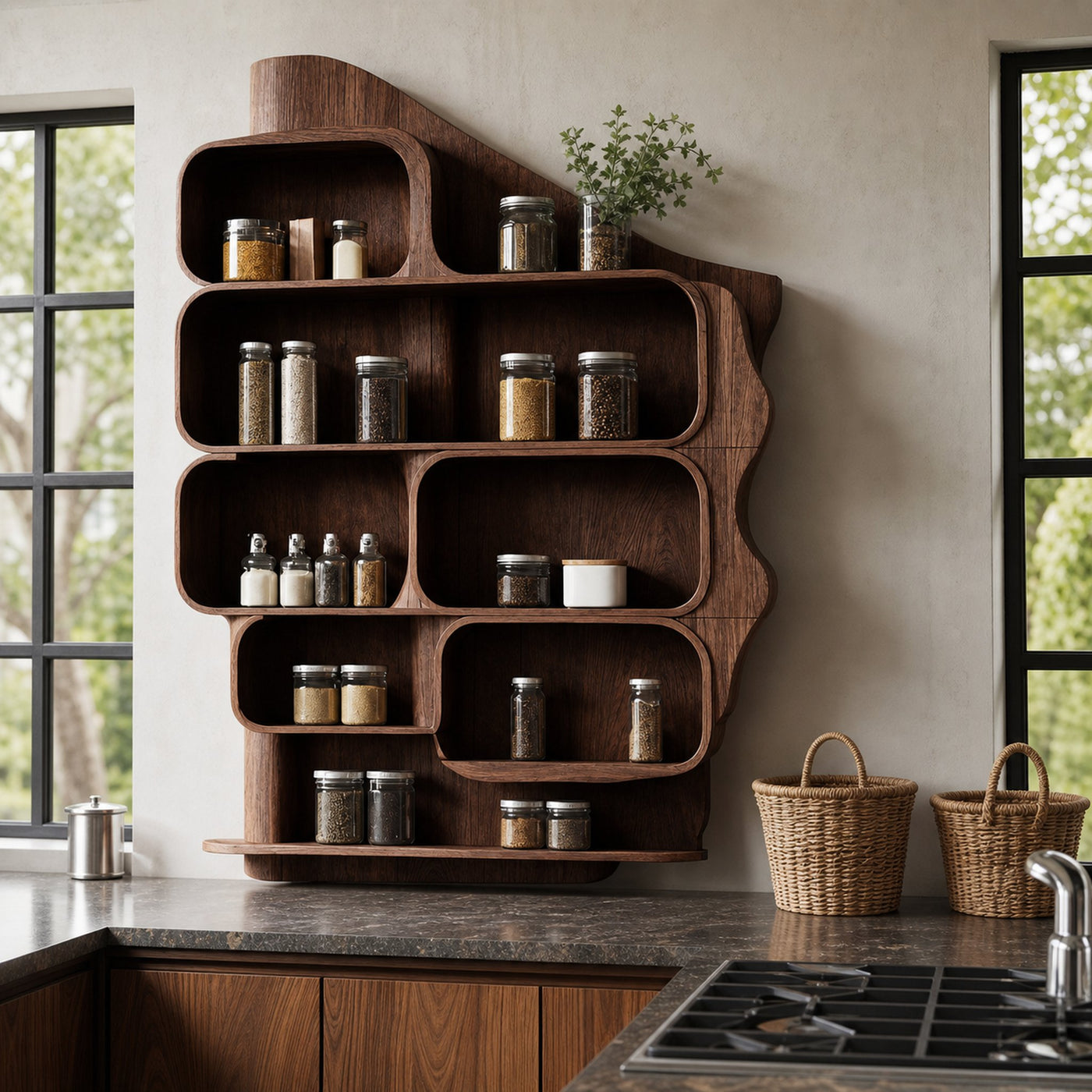 Handmade Wooden Spice Rack For Farmhouse Kitchen Wall - product view 7