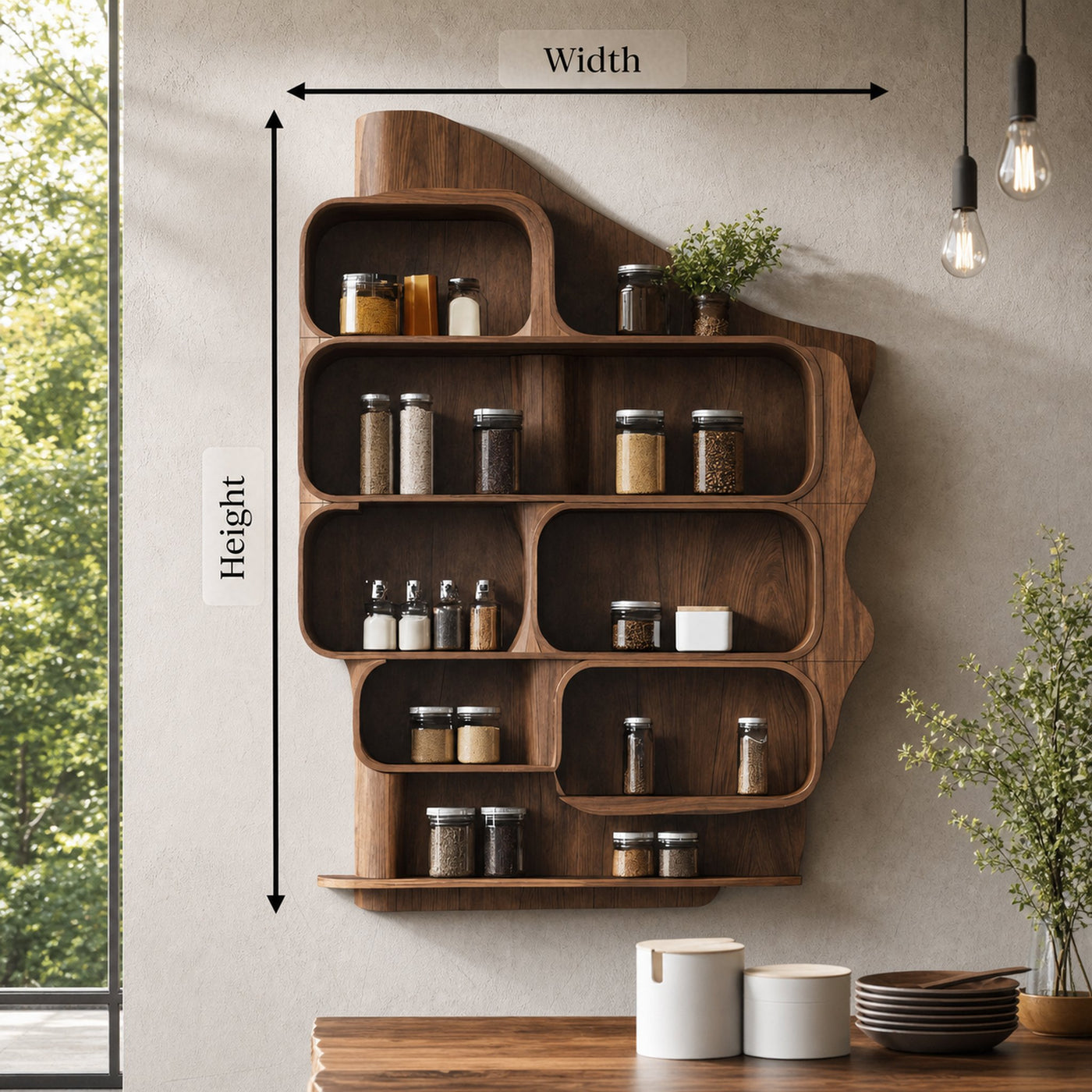 Handmade Wooden Spice Rack For Farmhouse Kitchen Wall - product view 8