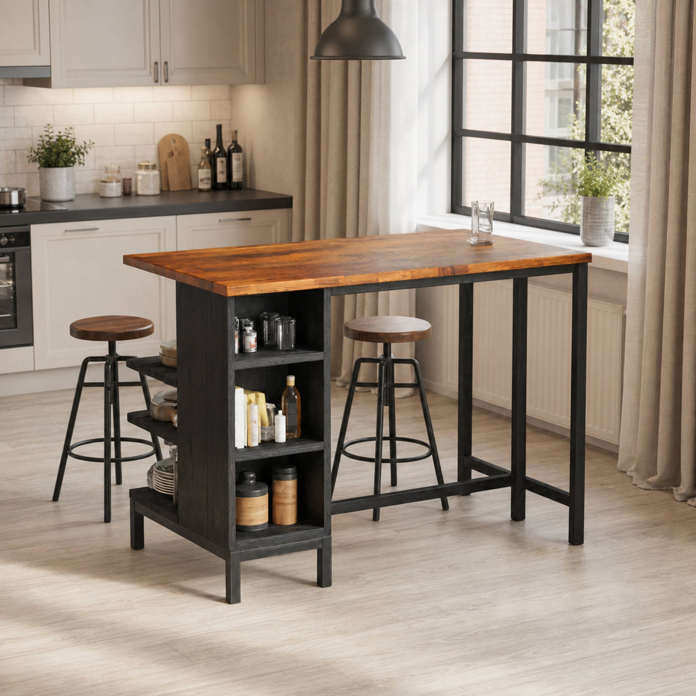 Industrial Kitchen Bar Table With Metal Legs For Apartment Dining - product view 6