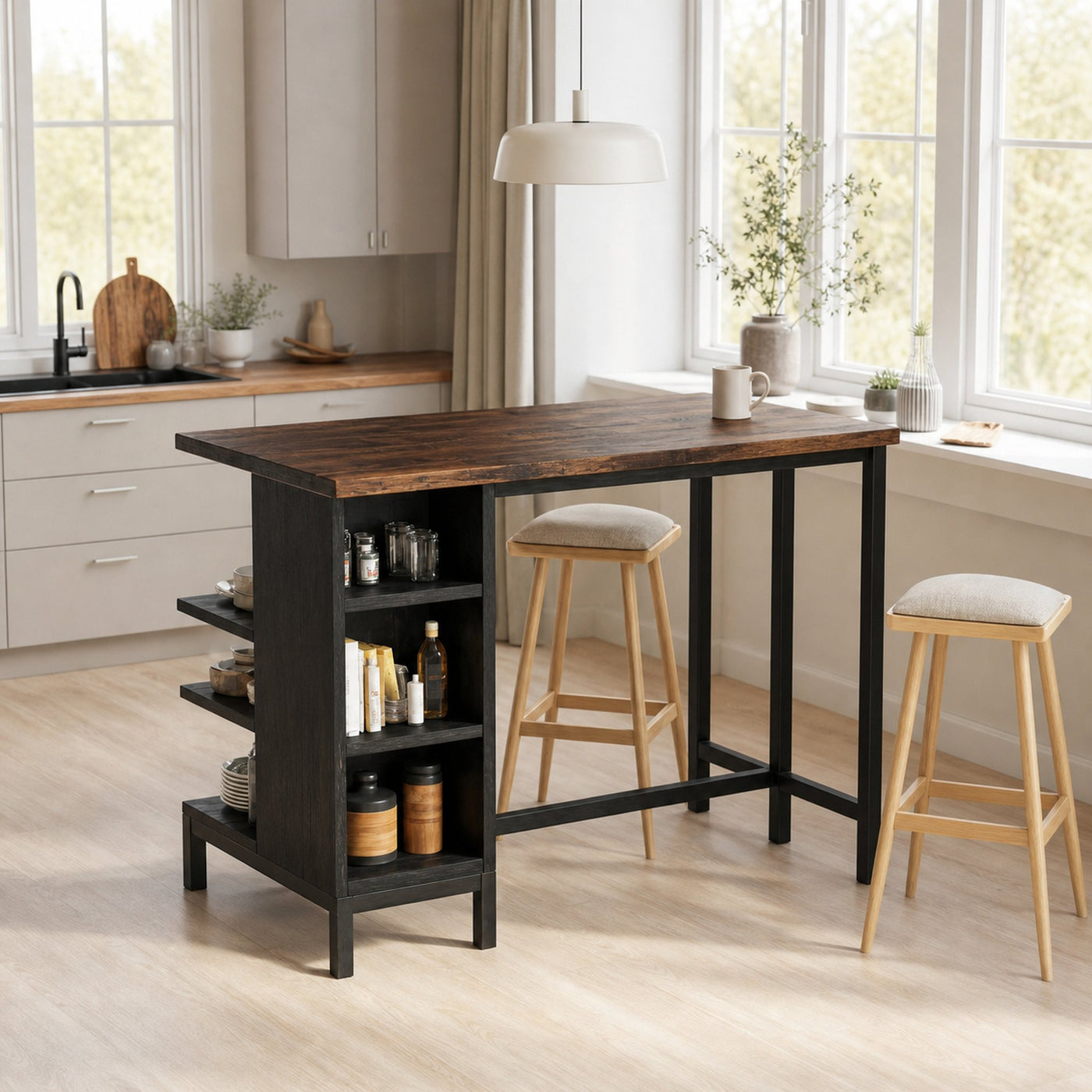 Industrial Kitchen Bar Table With Metal Legs For Apartment Dining - product view 7