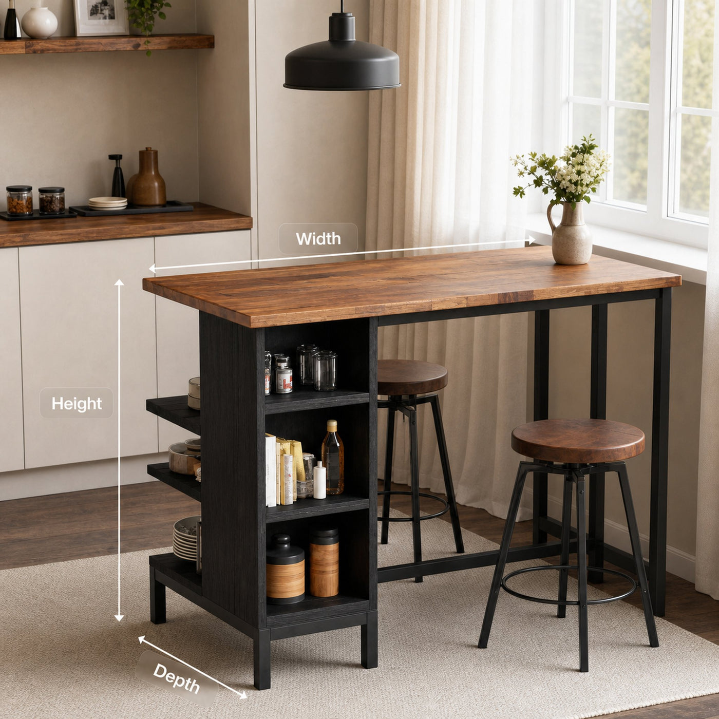 Industrial Kitchen Bar Table With Metal Legs For Apartment Dining - product view 8