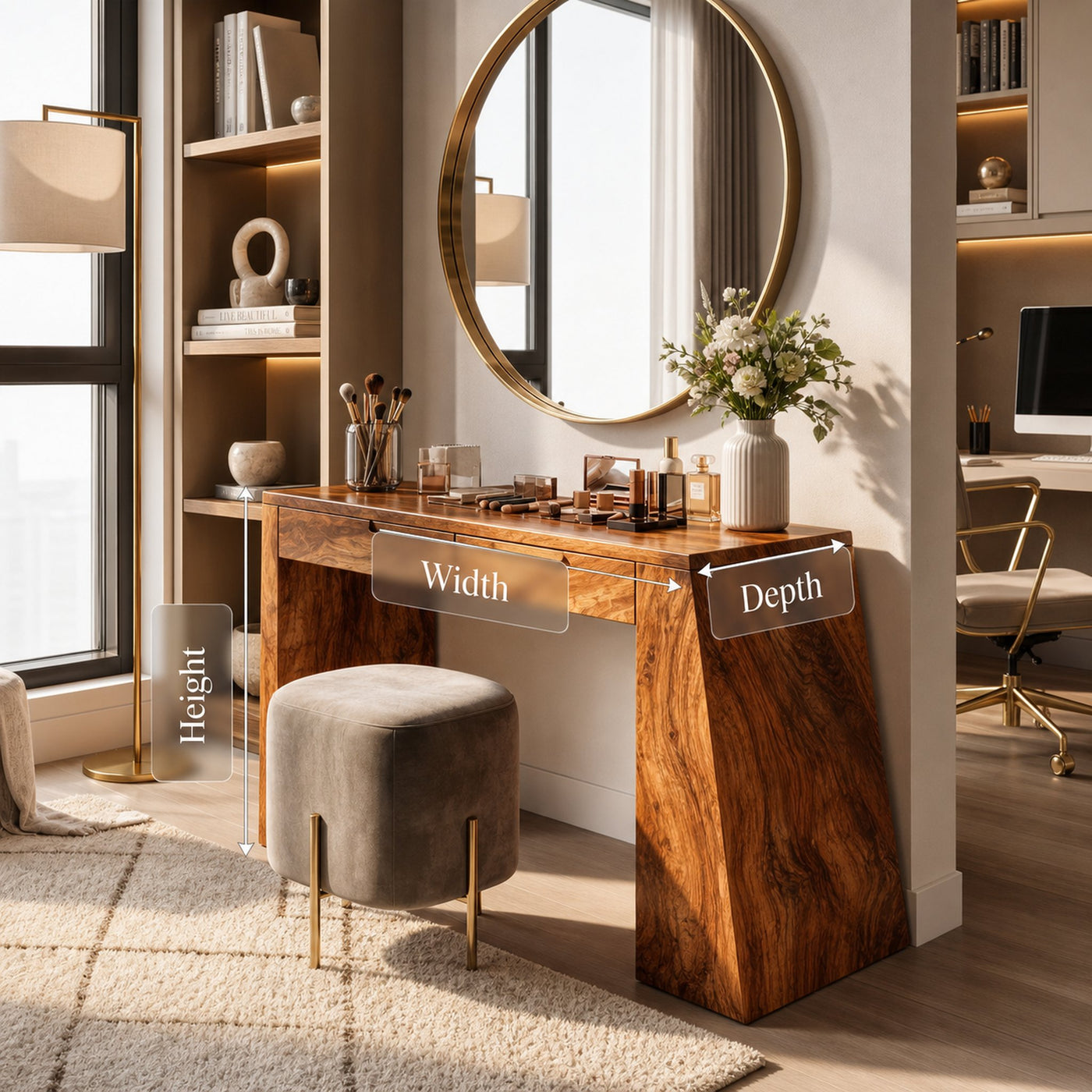 Industrial Makeup Vanity Desk Home Office Beauty Space Personal Area - product view 8