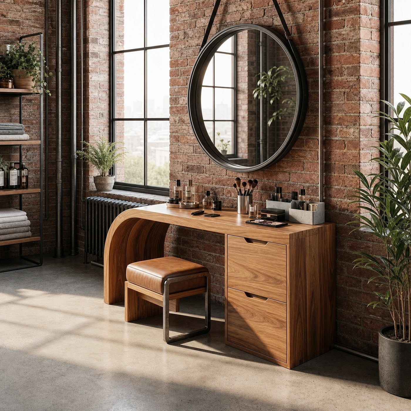 Industrial Vanity Table Home Office Makeup Area Dressing Space - product view 6