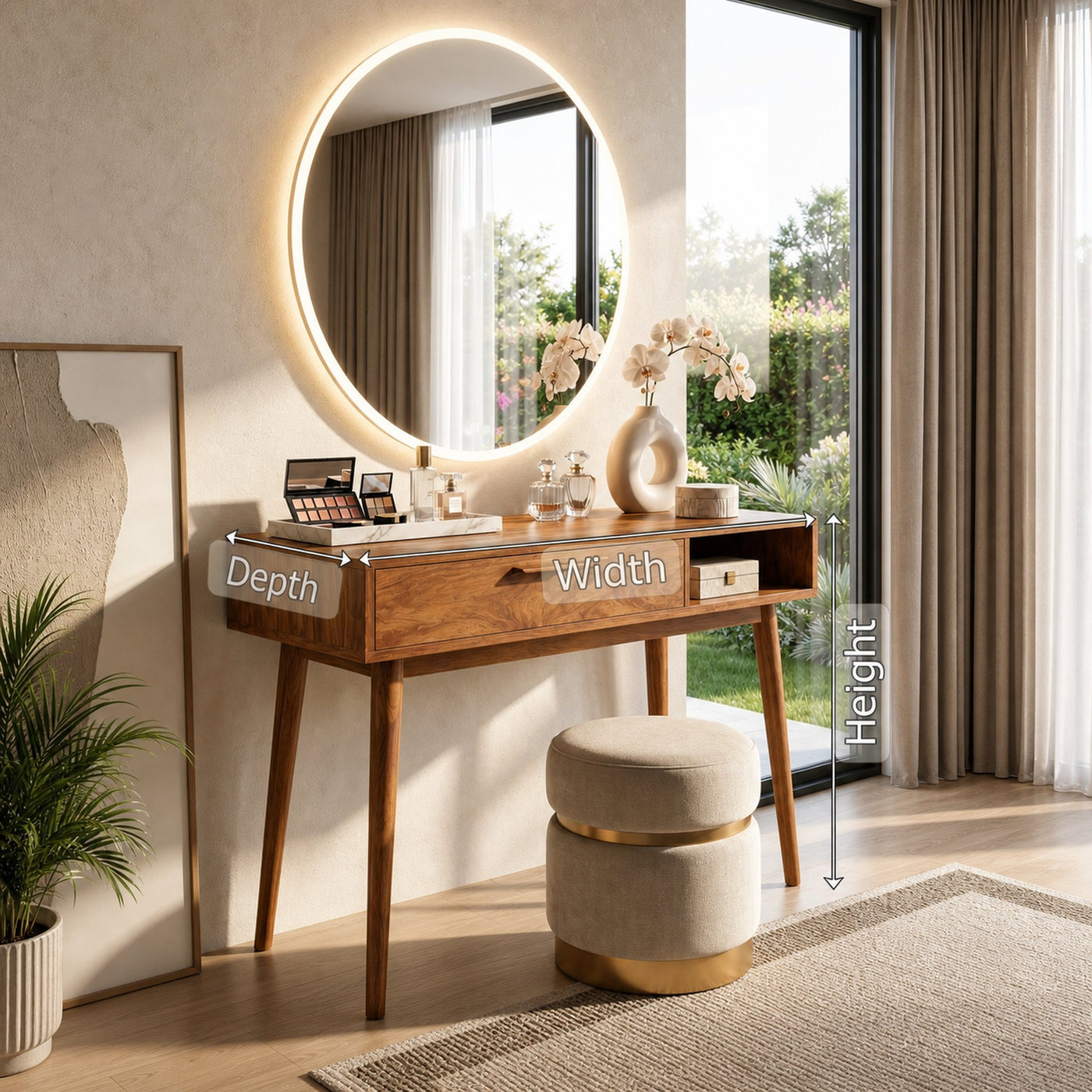 Japandi Makeup Desk Bedroom Dressing Area Personal Beauty Space - product view 8