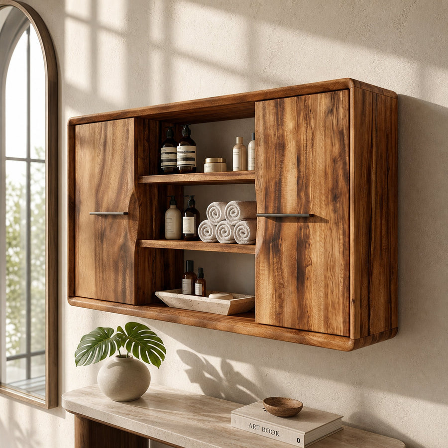 Japandi Open Shelf Bathroom Cabinet Ensuite Bathroom