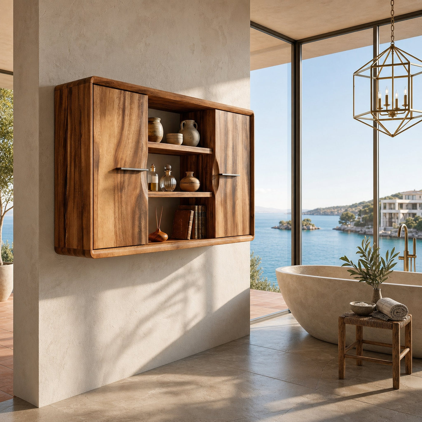 Japandi Open Shelf Bathroom Cabinet Ensuite Bathroom - product view 6