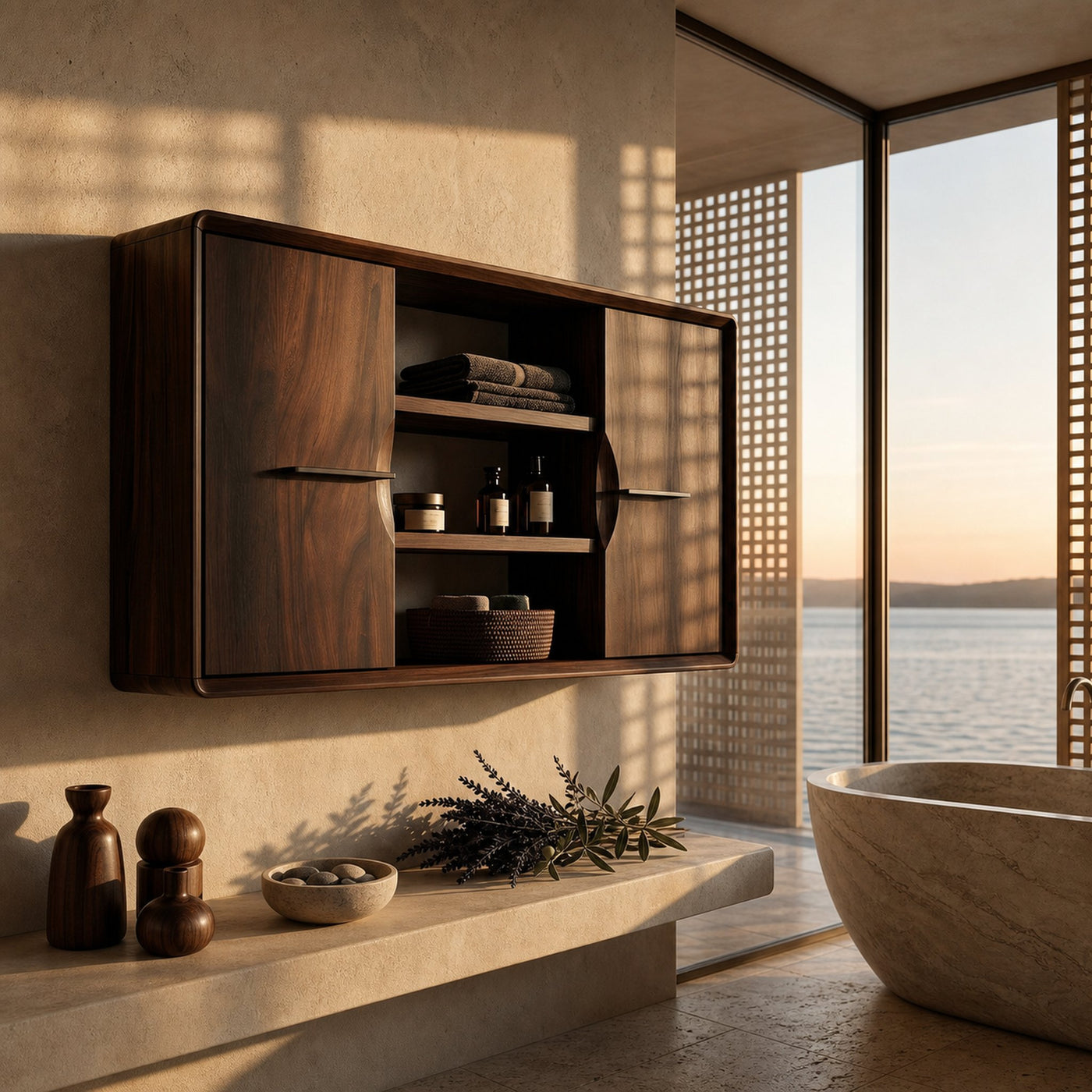 Japandi Open Shelf Bathroom Cabinet Ensuite Bathroom - product view 7