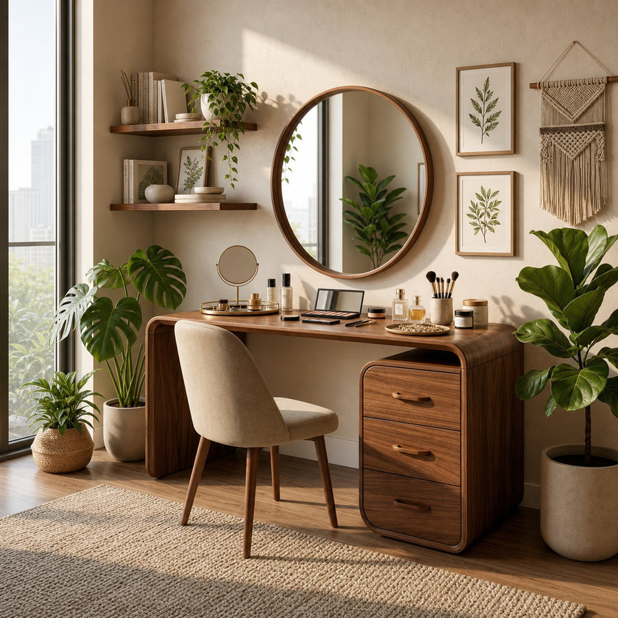 Japandi Vanity Table Walk In Closet Makeup Area Dressing Space