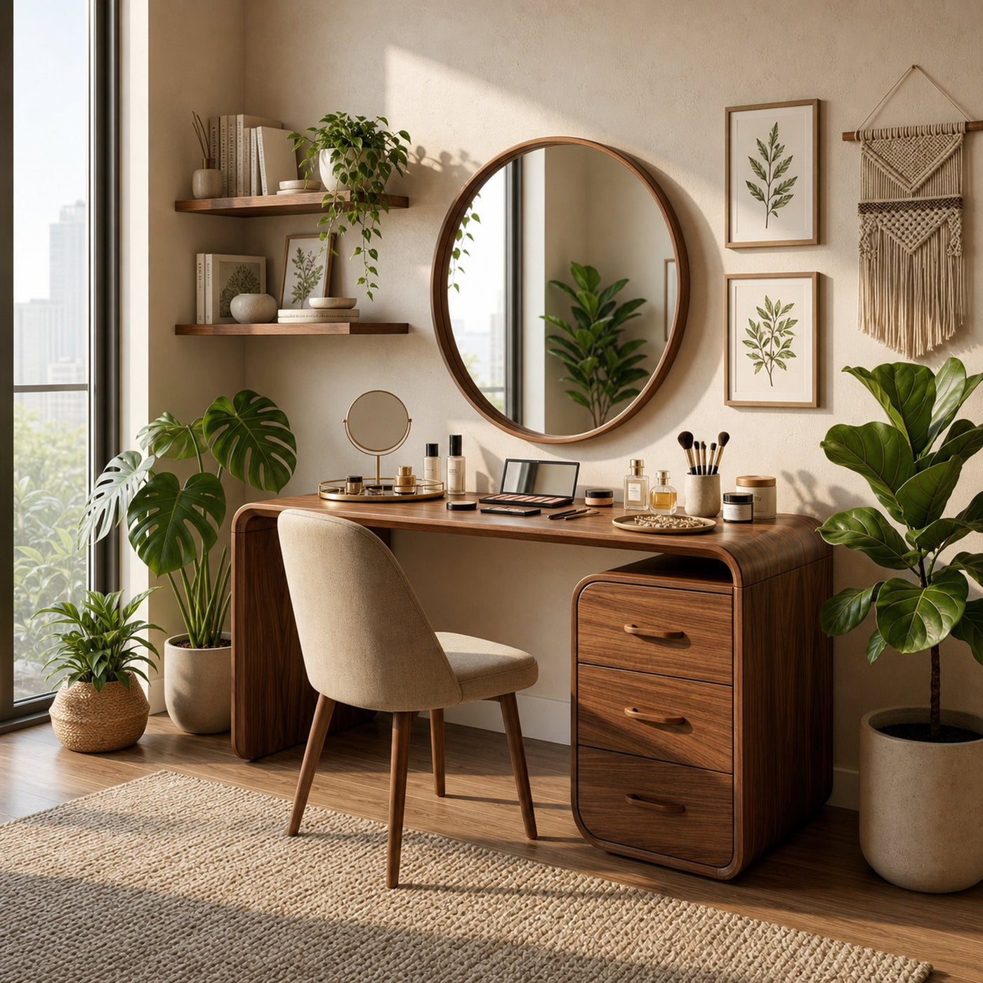 Japandi Vanity Table Walk In Closet Makeup Area Dressing Space