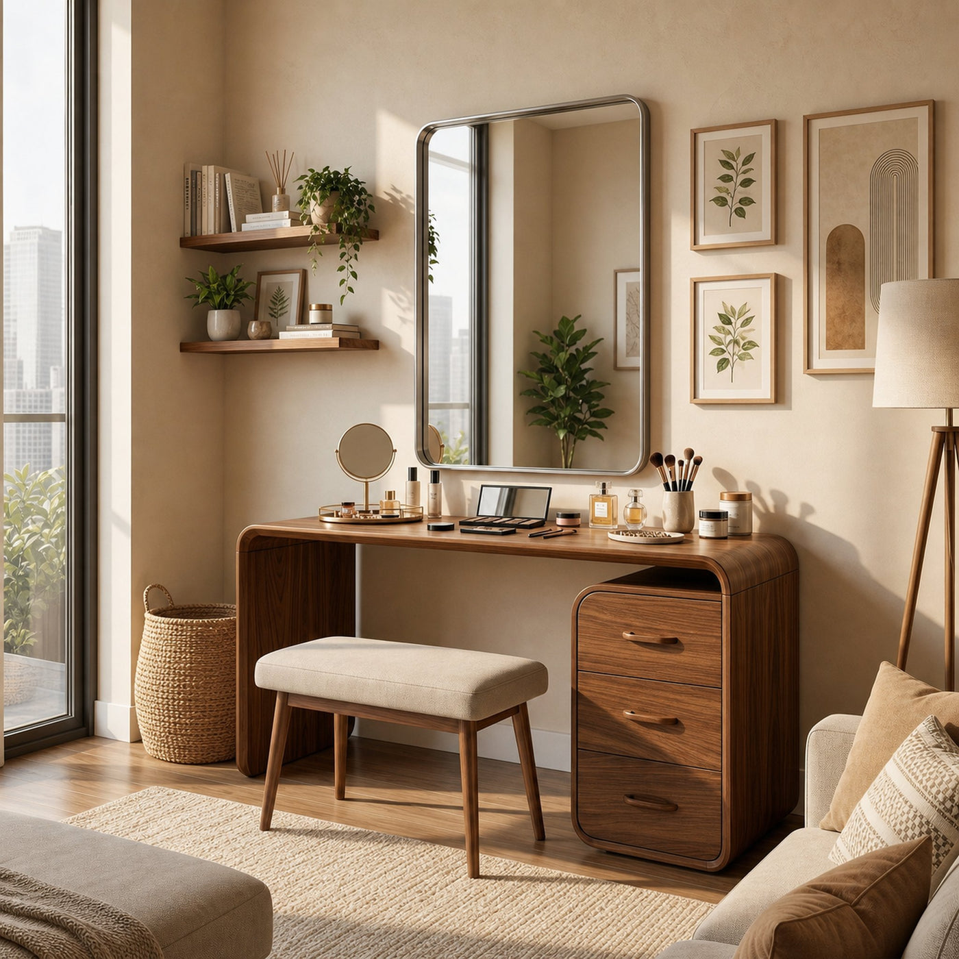 Japandi Vanity Table Walk In Closet Makeup Area Dressing Space - product view 6